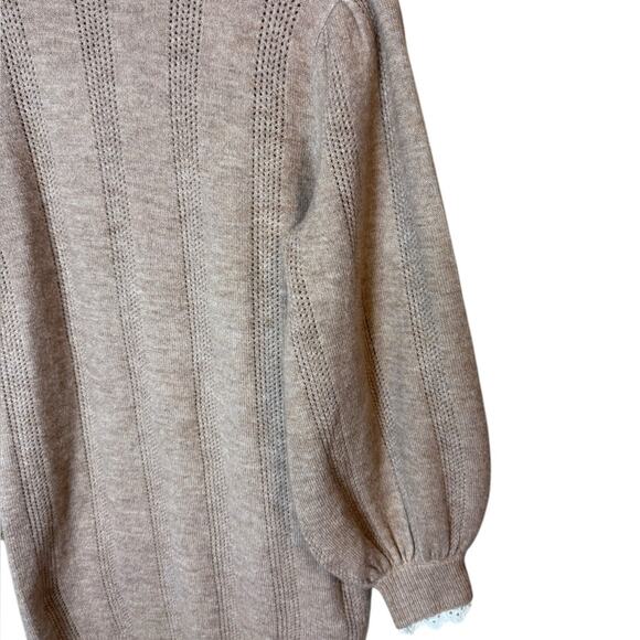 ASOS Women’s Sz US 0 Knit Dress with Lace Detail in Oatmeal - Picture 5 of 9